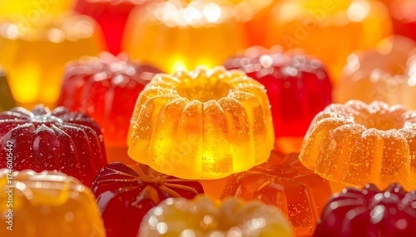 Fototapeta Extreme macro of assorted gummy candies