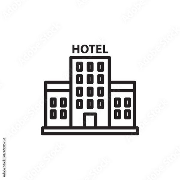Obraz Simple Outline Hotel Building Minimalist Line Art Hospitality Accommodation Icon