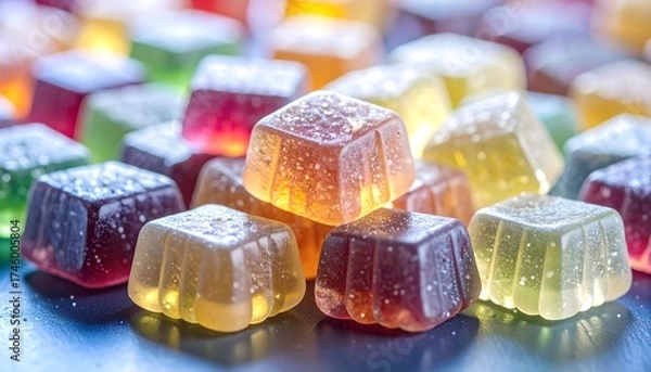 Fototapeta Extreme macro of assorted gummy candies