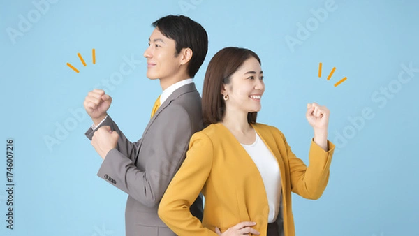 Fototapeta やる気に溢れるビジネスパーソンの男女