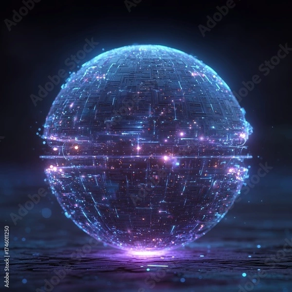 Fototapeta Global AI Network Data Sphere