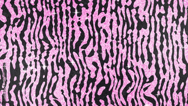 Obraz 平成ギャル風！ピンク色にギラギラと輝くゼブラ柄背景