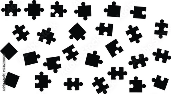 Fototapeta Creative scattered puzzle pieces convey problem solving, collaboration, and strategic thinking for business presentations and innovative design projects