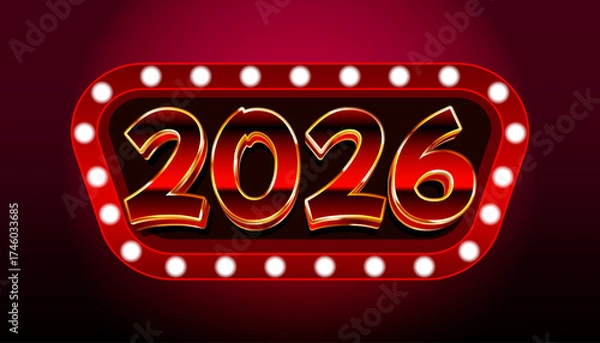Fototapeta Happy New Year 2026 Colorful and Vibrant Typography Design for Celebrations and Events