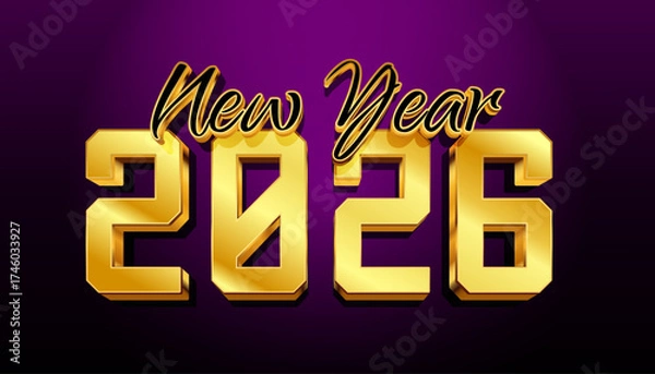 Fototapeta Vibrant three-dimensional 2026 year numbers in a festive collection, perfect for new beginnings and future celebrations