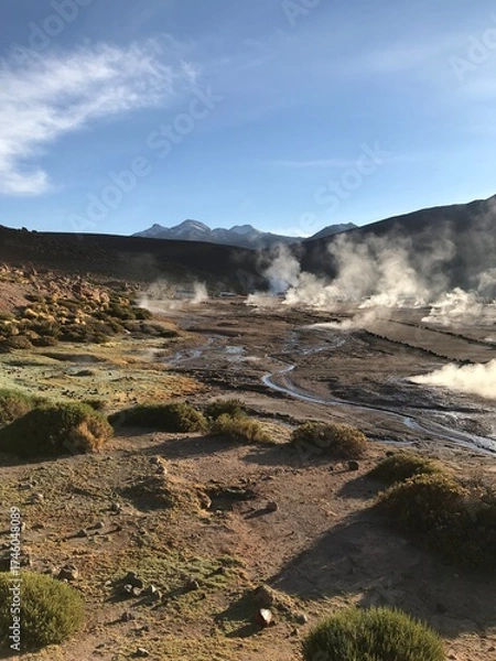 Fototapeta Steam Rising from Fumaroles at El Tatio Geothermal Field