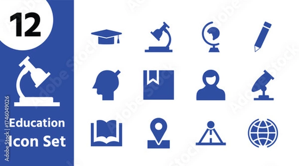 Fototapeta Education and Learning Icon Set School, Science, Study, and Teaching Vector Collection