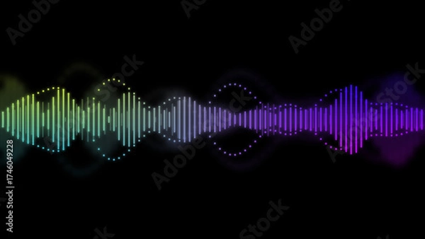 Obraz An illustration of neon colored waveform