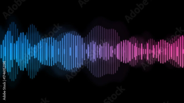 Fototapeta An illustration of neon colored waveform