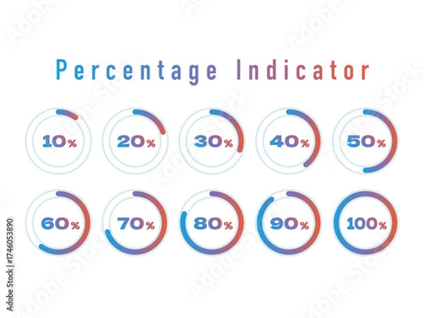 Obraz パーセントインジケーターアイコンセット | グラデーションの円形インフォグラフィック