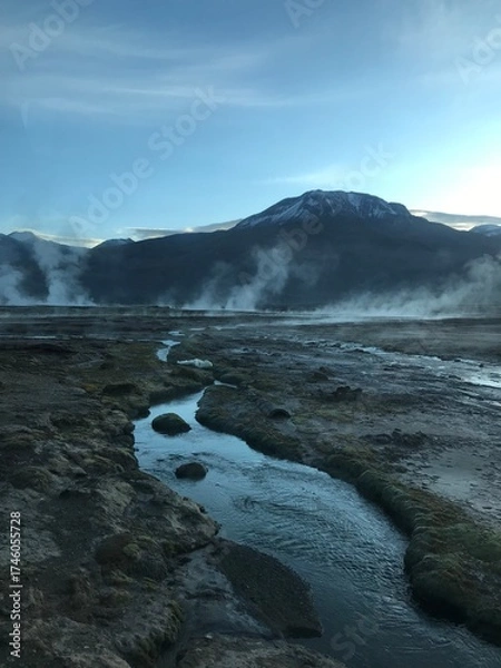 Fototapeta Steam Rising from Fumaroles at El Tatio Geothermal Field, geysers
