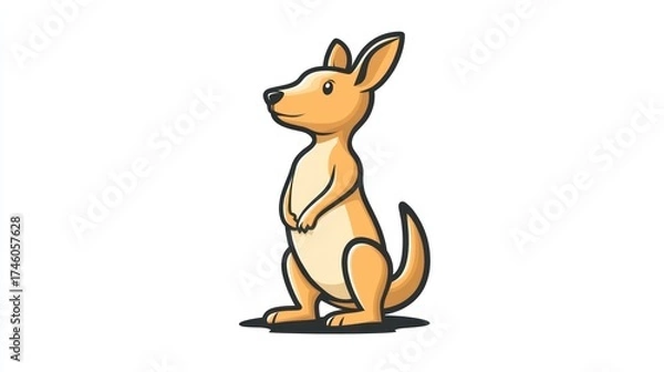 Obraz Cute Kangaroo Cartoon, Standing, Australia, White Background, Children's Book