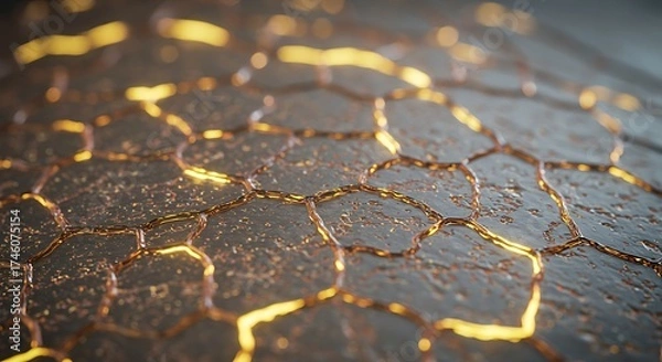 Fototapeta Hexagon Texture with Gold Seams