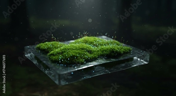 Fototapeta Green Moss on Clear Platform