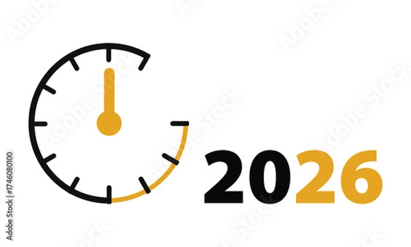 Fototapeta Countdown to 2026 Visual Representation Symbolic of Impending Deadline and Future Goals Depicted with Clock Graphic
