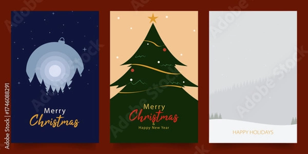 Fototapeta Holiday and Christmas Card Templates Set