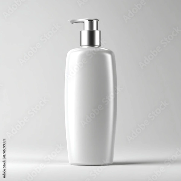 Obraz White Soap Dispenser on a Gray Background