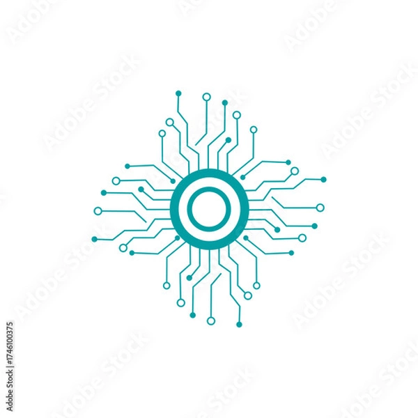 Obraz Geometric background and high tech circuit board connection system	
