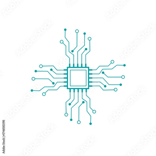 Fototapeta Geometric background and high tech circuit board connection system	
