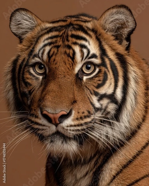Fototapeta Close-up portrait of a majestic Sumatran tiger's face