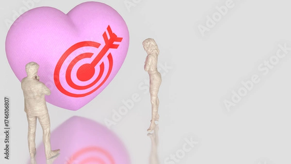 Fototapeta The Heart and blue eye target for romance or love concept 3d Rendering.
