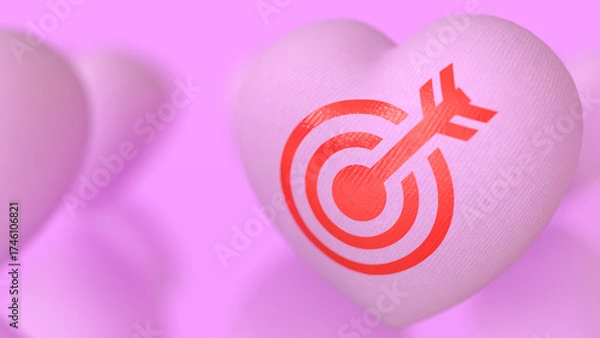 Fototapeta The Heart and blue eye target for romance or love concept 3d Rendering.