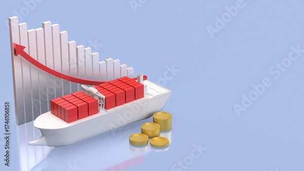 Fototapeta The Ship for Transport or Business concept 3d Rendering.