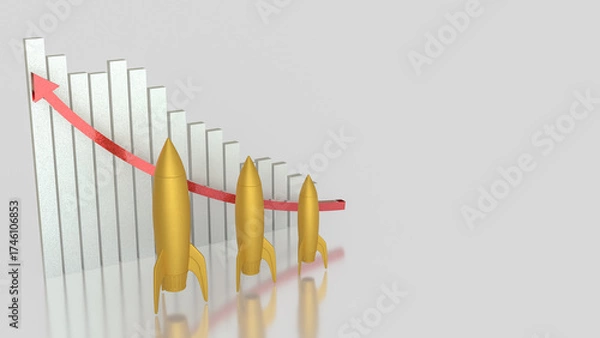 Fototapeta The Rocket for Business concept 3d Rendering.