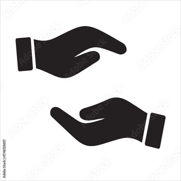 Obraz Giving and Receiving Hands Icon Vector: Care, Donation, and Transfer Symbol