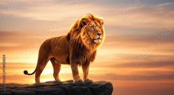 Obraz lion at sunset