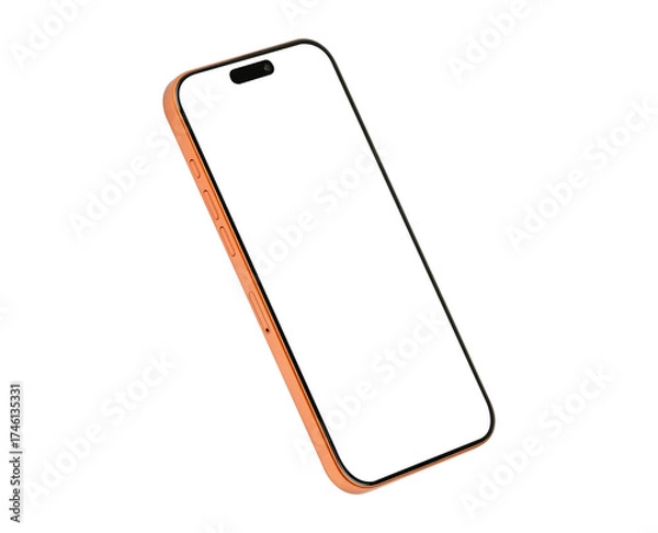 Fototapeta Modern smartphone mockup with blank screen isolated on trasparent PNG.
