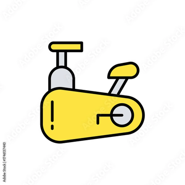 Obraz Yellow Exercise Bike Icon Isolated on Transparent Background Detailed Vector Illustration Fitness Equipment Cardio Workout Stationary Bicycle Training Tool