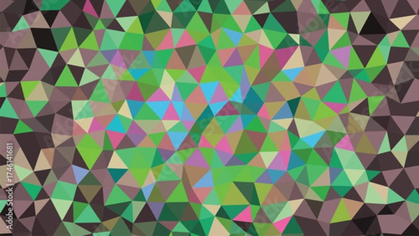 Fototapeta Colorful Geometric Mosaic Background With Triangle Shapes In Shades Of Green And Earth Tones