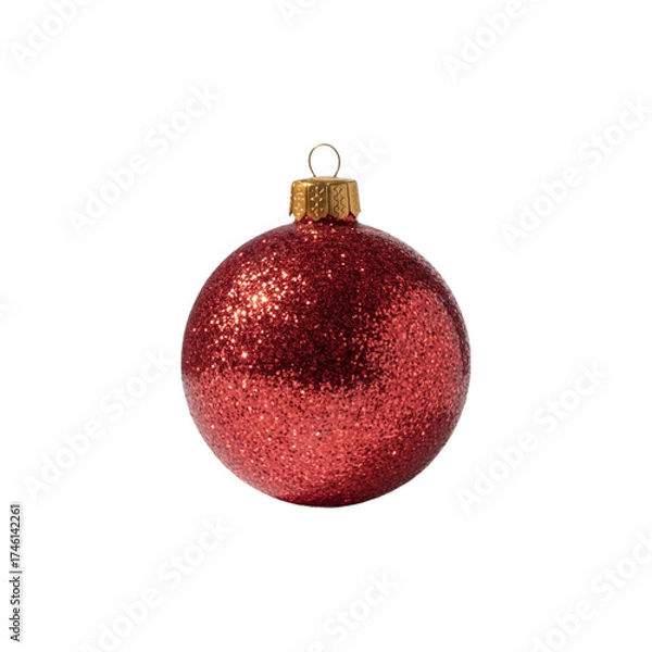 Obraz Christmas red ball with sparkle effect png file on transparent background for Christmas tree decoration 
