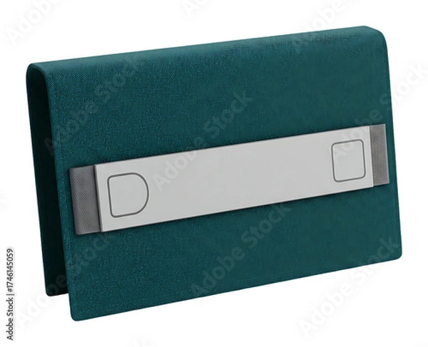 Obraz 緑色のシンプルな財布、金属製の装飾付き。ミニマルデザインがおしゃれ。 プレゼントにも最適。