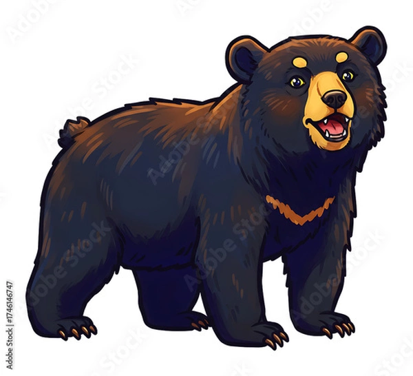 Obraz 愛らしいクマのイラスト画像 黒い毛並みが特徴的 優しい表情で可愛らしさを表現