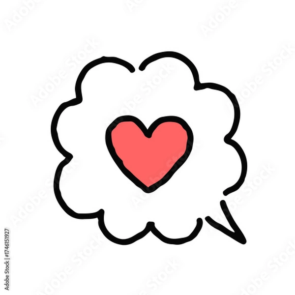 Obraz 嬉しい（ハート）・手描き・白地ふきだし