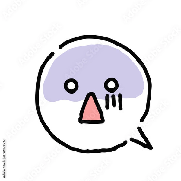 Obraz ショックを受けて青ざめている顔・手描き・白地ふきだし