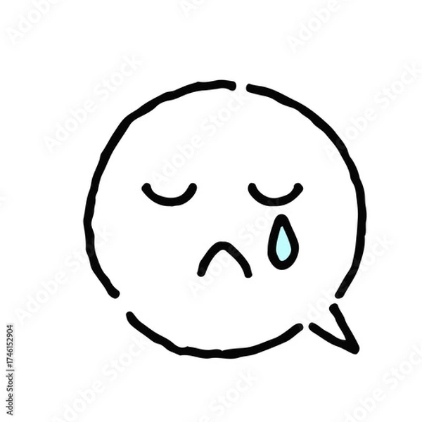 Obraz 涙を流して悲しむ顔・手描き・白ふきだし