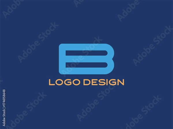 Fototapeta Letter B Blue Gradient Logo Design — Modern Minimalist Alphabet Symbol for Branding and Business