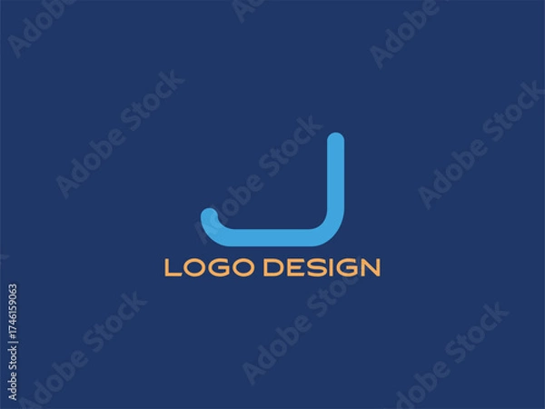 Fototapeta Letter J Modern Blue Logo Design — Minimal Alphabet Monogram for Business, Branding, and Creative Use