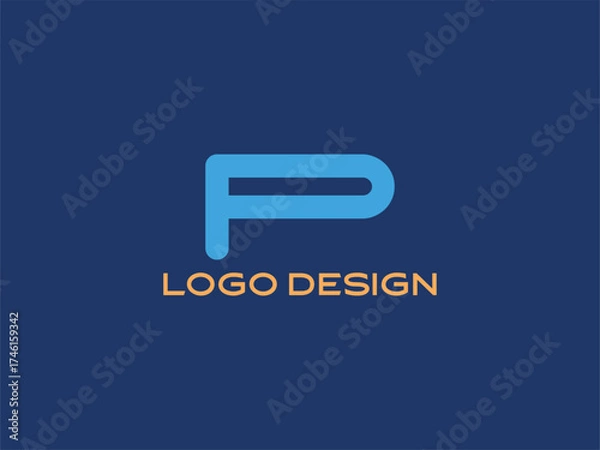 Fototapeta Letter P Blue Modern Logo Design — Minimal Alphabet Branding Icon for Creative and Corporate Identity