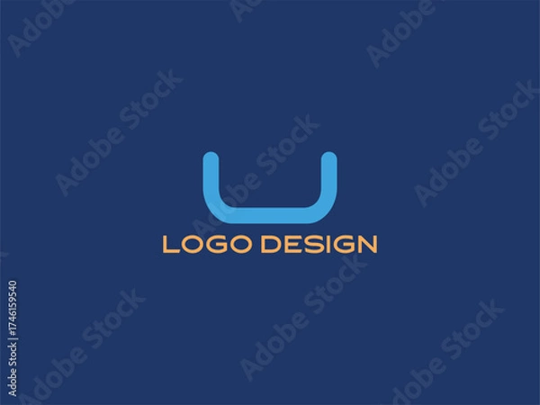 Fototapeta Modern Letter U Blue Logo Design — Minimal Alphabet Symbol for Branding, Business, and Corporate Identity