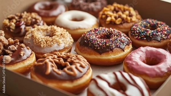 Obraz Assorted donuts in a box