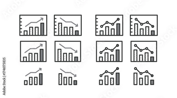 Obraz 棒グラフと折線グラフのイラストアイコン