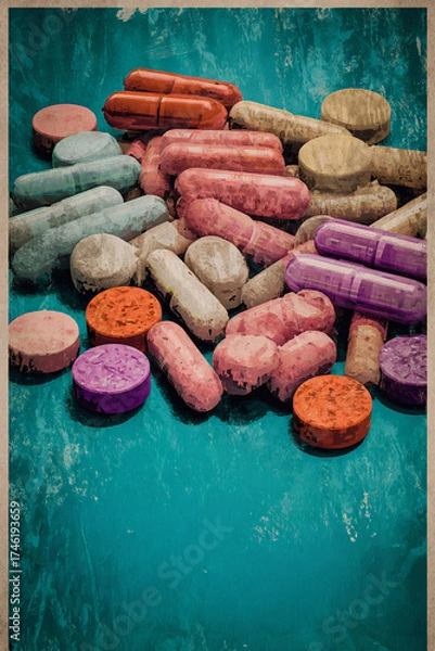 Fototapeta Assorted pills colorful