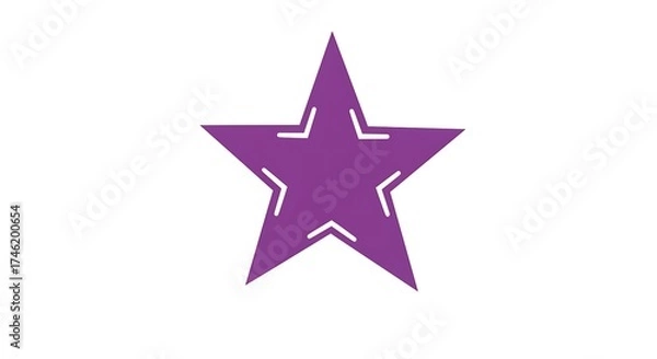 Fototapeta Abstract purple star with white outline on white background simple design