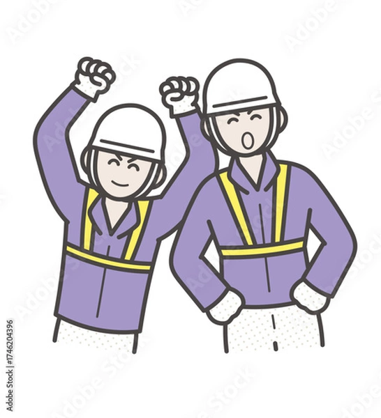 Obraz 若く元気な土木技師の男性二人のイラスト