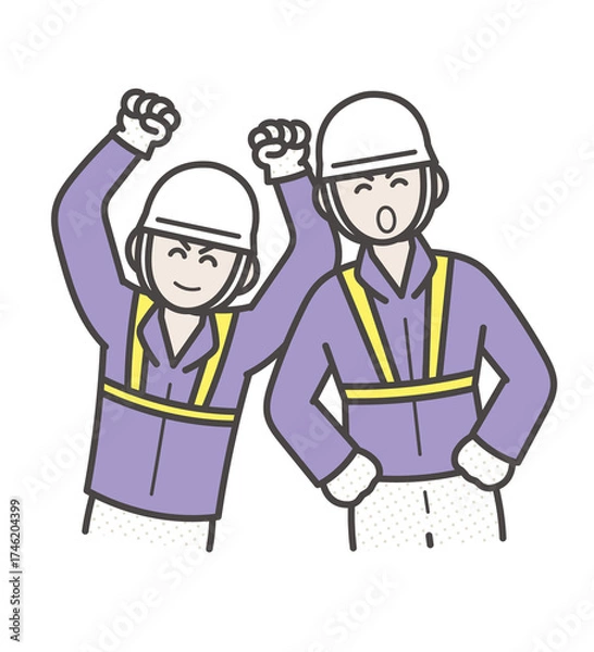 Obraz 若く元気な土木技師の男性二人のイラスト