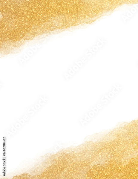 Fototapeta タイトルスペース付き・金色の上下ウェーブ背景素材・縦